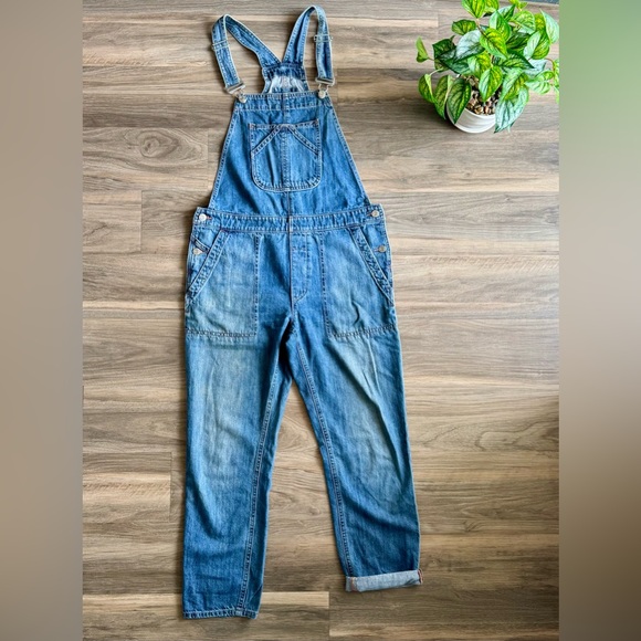 GAP Denim Overalls Pocket Bib – Medium Wash Relaxed Fit Indigo Blue Size M - Picture 2 of 14